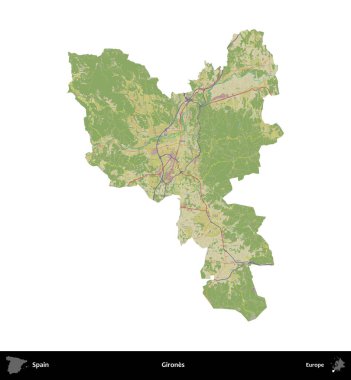 Kızlar. İspanya 'nın idari bölgesi Topografik İnsani Stil Haritasında beyaza izole edildi