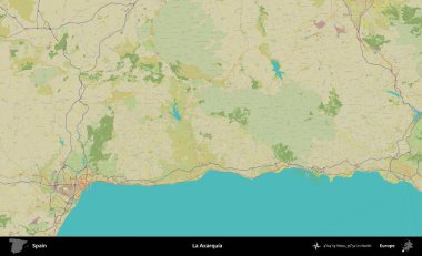 La Axarquia 'da. İspanya 'nın Topografik İnsani Stil Haritası İdari Alanı