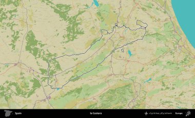 Costera 'da. İspanya 'nın idari alanı Topografik İnsani Stil Haritası' nda belirtilmiştir
