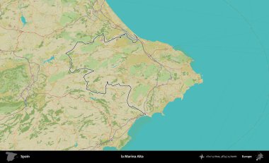 Marina Alta. İspanya 'nın idari alanı Topografik İnsani Stil Haritası' nda belirtilmiştir