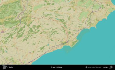 Marina Baixa 'da. İspanya 'nın Topografik İnsani Stil Haritası İdari Alanı