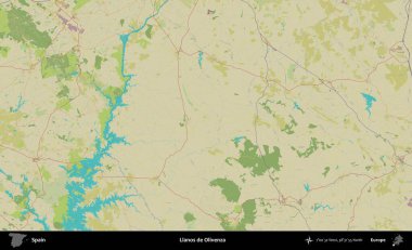 Llanos de Olivenza. İspanya 'nın Topografik İnsani Stil Haritası İdari Alanı