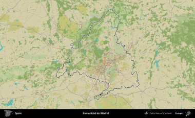 Comunidad de Madrid 'de. İspanya 'nın idari alanı Topografik İnsani Stil Haritası' nda belirtilmiştir
