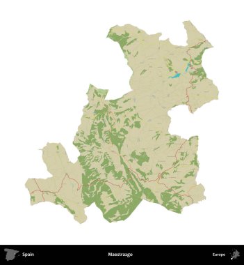 Maestrazgo. İspanya 'nın idari bölgesi Topografik İnsani Stil Haritasında beyaza izole edildi