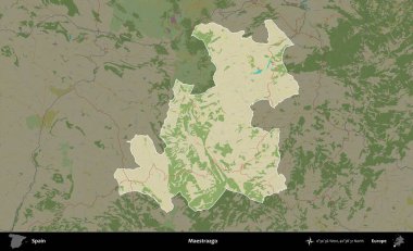 Maestrazgo. İspanya 'nın idari alanı karartılmış Topografik İnsani Yardım Stili Haritasında vurgulanmış ve özetlenmiştir