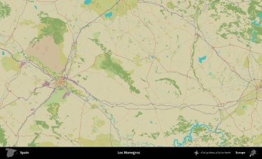 Los Monegros 'ta. İspanya 'nın Topografik İnsani Stil Haritası İdari Alanı