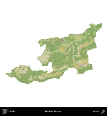 Montana Alavesa 'da. İspanya 'nın idari bölgesi Topografik İnsani Stil Haritasında beyaza izole edildi