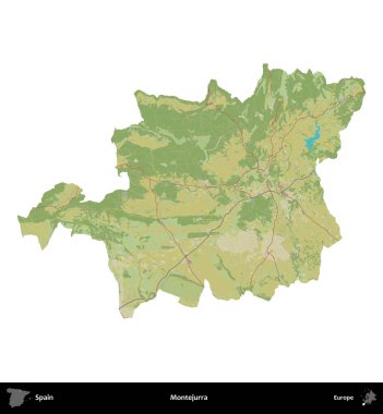Montejurra 'da. İspanya 'nın idari bölgesi Topografik İnsani Stil Haritasında beyaza izole edildi