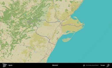 Montsia. İspanya 'nın idari alanı Topografik İnsani Stil Haritası' nda belirtilmiştir