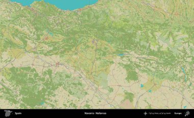 Navarra - Nafarroa. İspanya 'nın Topografik İnsani Stil Haritası İdari Alanı