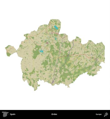 Emirler. İspanya 'nın idari bölgesi Topografik İnsani Stil Haritasında beyaza izole edildi