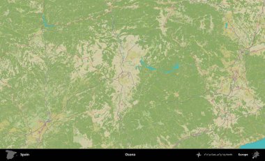 Osona. İspanya 'nın Topografik İnsani Stil Haritası İdari Alanı