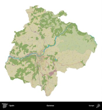 Bizim hakkımız. İspanya 'nın idari bölgesi Topografik İnsani Stil Haritasında beyaza izole edildi