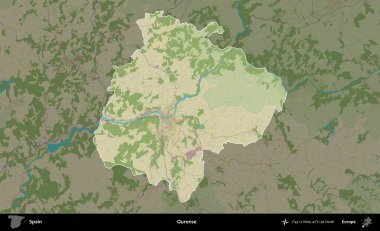 Bizim hakkımız. İspanya 'nın idari alanı karartılmış Topografik İnsani Yardım Stili Haritasında vurgulanmış ve özetlenmiştir