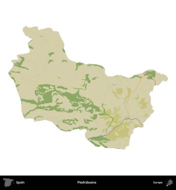 Piedrabuena 'da. İspanya 'nın idari bölgesi Topografik İnsani Stil Haritasında beyaza izole edildi