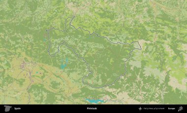 Pirinioak. İspanya 'nın idari alanı Topografik İnsani Stil Haritası' nda belirtilmiştir