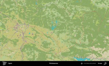 Piriniourrea. İspanya 'nın Topografik İnsani Stil Haritası İdari Alanı