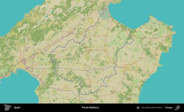 Pla de Mallorca. İspanya 'nın idari alanı Topografik İnsani Stil Haritası' nda belirtilmiştir