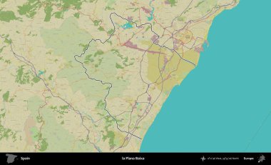 la Plana Baixa. İspanya 'nın idari alanı Topografik İnsani Stil Haritası' nda belirtilmiştir