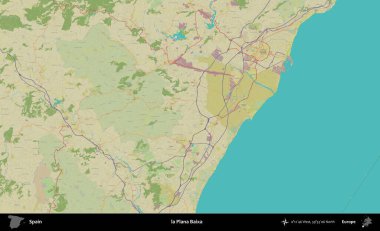 la Plana Baixa. İspanya 'nın Topografik İnsani Stil Haritası İdari Alanı