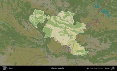 Ananako kuadrilla. İspanya 'nın idari alanı karartılmış Topografik İnsani Yardım Stili Haritasında vurgulanmış ve özetlenmiştir