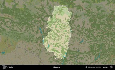 Ribagorza. İspanya 'nın idari alanı karartılmış Topografik İnsani Yardım Stili Haritasında vurgulanmış ve özetlenmiştir