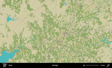 Santiago mu? İspanya 'nın Topografik İnsani Stil Haritası İdari Alanı