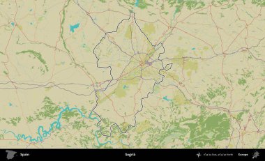 Segria. İspanya 'nın idari alanı Topografik İnsani Stil Haritası' nda belirtilmiştir