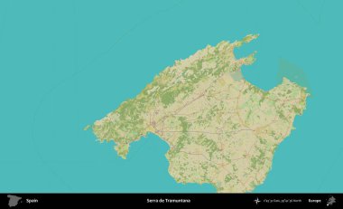 Serra de Tramuntana. İspanya 'nın Topografik İnsani Stil Haritası İdari Alanı