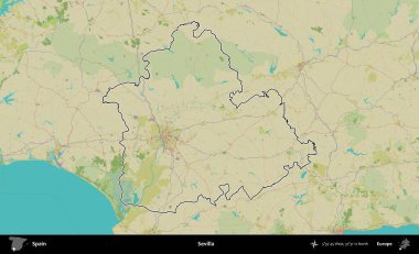 Sevilla. İspanya 'nın idari alanı Topografik İnsani Stil Haritası' nda belirtilmiştir