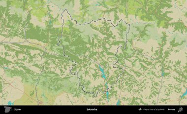 Sobrarbe. İspanya 'nın idari alanı Topografik İnsani Stil Haritası' nda belirtilmiştir