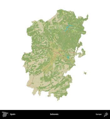 Solone 'lar. İspanya 'nın idari bölgesi Topografik İnsani Stil Haritasında beyaza izole edildi