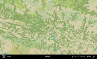 Sobrarbe. İspanya 'nın Topografik İnsani Stil Haritası İdari Alanı