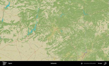 Solone 'lar. İspanya 'nın Topografik İnsani Stil Haritası İdari Alanı