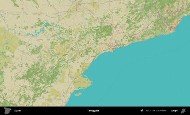 Tarragona. İspanya 'nın Topografik İnsani Stil Haritası İdari Alanı