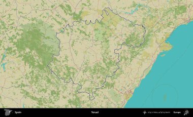 Teruel. İspanya 'nın idari alanı Topografik İnsani Stil Haritası' nda belirtilmiştir