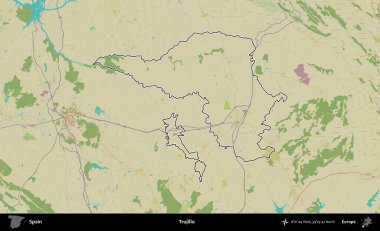Trujillo. İspanya 'nın idari alanı Topografik İnsani Stil Haritası' nda belirtilmiştir