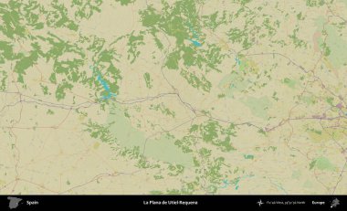 La Plana de Utiel-Requena. İspanya 'nın Topografik İnsani Stil Haritası İdari Alanı