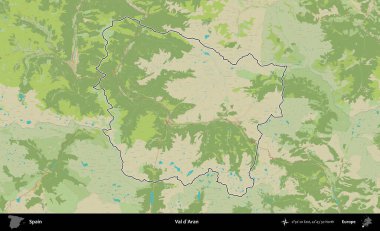 Val d'Aran. İspanya 'nın idari alanı Topografik İnsani Stil Haritası' nda belirtilmiştir