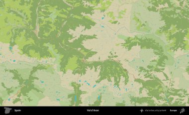 Val d'Aran. İspanya 'nın Topografik İnsani Stil Haritası İdari Alanı