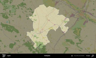 Valdejalon. İspanya 'nın idari alanı karartılmış Topografik İnsani Yardım Stili Haritasında vurgulanmış ve özetlenmiştir