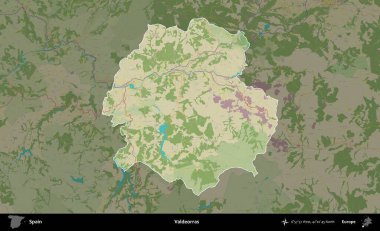 Valdeorras. İspanya 'nın idari alanı karartılmış Topografik İnsani Yardım Stili Haritasında vurgulanmış ve özetlenmiştir