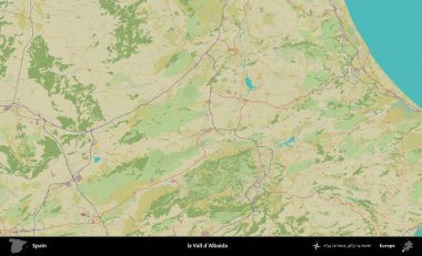 La Vall d 'Albaida' da. İspanya 'nın Topografik İnsani Stil Haritası İdari Alanı
