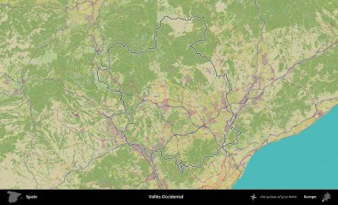 Valles Batı Yakası. İspanya 'nın idari alanı Topografik İnsani Stil Haritası' nda belirtilmiştir