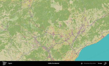 Valles Batı Yakası. İspanya 'nın Topografik İnsani Stil Haritası İdari Alanı