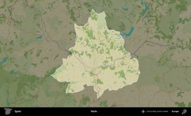 Verin. İspanya 'nın idari alanı karartılmış Topografik İnsani Yardım Stili Haritasında vurgulanmış ve özetlenmiştir