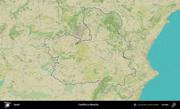 Castilla-La Mancha. İspanya 'nın idari alanı Topografik İnsani Stil Haritası' nda belirtilmiştir