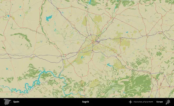 Segria. İspanya 'nın Topografik İnsani Stil Haritası İdari Alanı