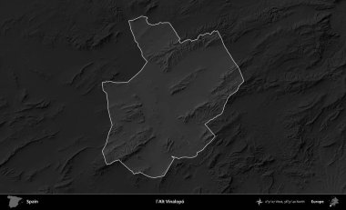 l'Alt Vinalopo. İspanya 'nın idari alanı belirtilmiş ve koyu gri tonlu yükseklik haritasına göre özetlenmiştir