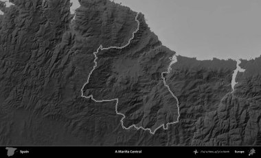 Marina Central 'da. İspanya 'nın idari bölgesi gri ölçekli yükseklik haritasında belirtilmiştir